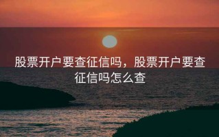 股票开户要查征信吗，股票开户要查征信吗怎么查