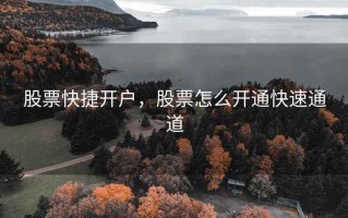 股票快捷开户，股票怎么开通快速通道