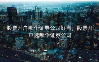 股票开户哪个证券公司好点，股票开户选哪个证券公司