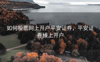 如何股票网上开户平安证券，平安证券线上开户