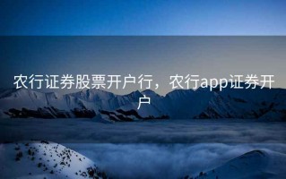 农行证券股票开户行，农行app证券开户