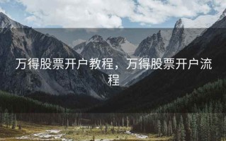 万得股票开户教程，万得股票开户流程