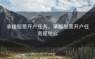 承接股票开户任务，承接股票开户任务是什么