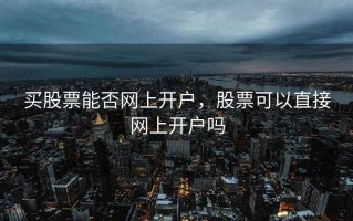 买股票能否网上开户，股票可以直接网上开户吗
