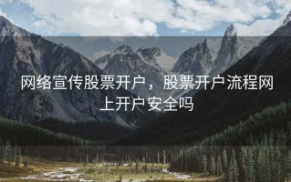 网络宣传股票开户，股票开户流程网上开户安全吗