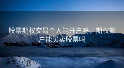 股票期权交易个人能开户吗，期权账户能买卖股票吗