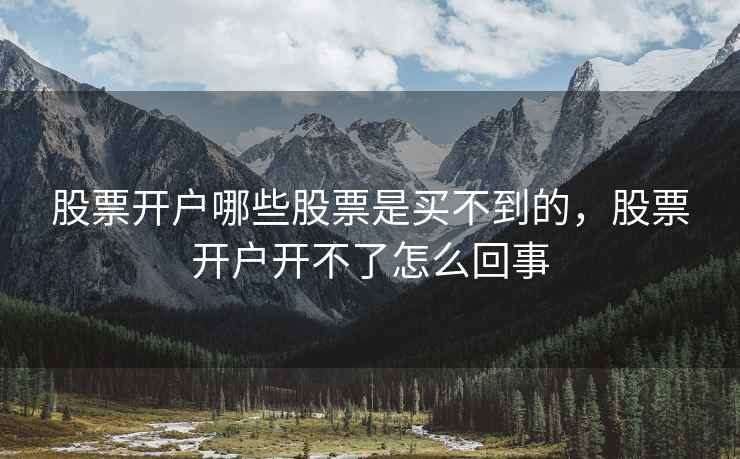 股票开户哪些股票是买不到的，股票开户开不了怎么回事