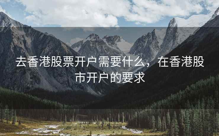 去香港股票开户需要什么，在香港股市开户的要求