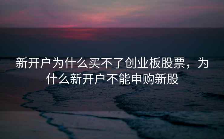 新开户为什么买不了创业板股票，为什么新开户不能申购新股