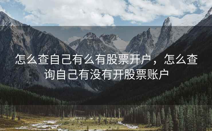 怎么查自己有么有股票开户，怎么查询自己有没有开股票账户