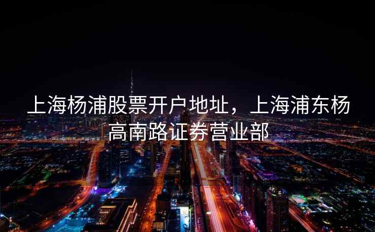 上海杨浦股票开户地址，上海浦东杨高南路证券营业部