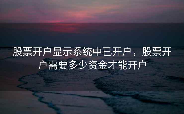 股票开户显示系统中已开户，股票开户需要多少资金才能开户