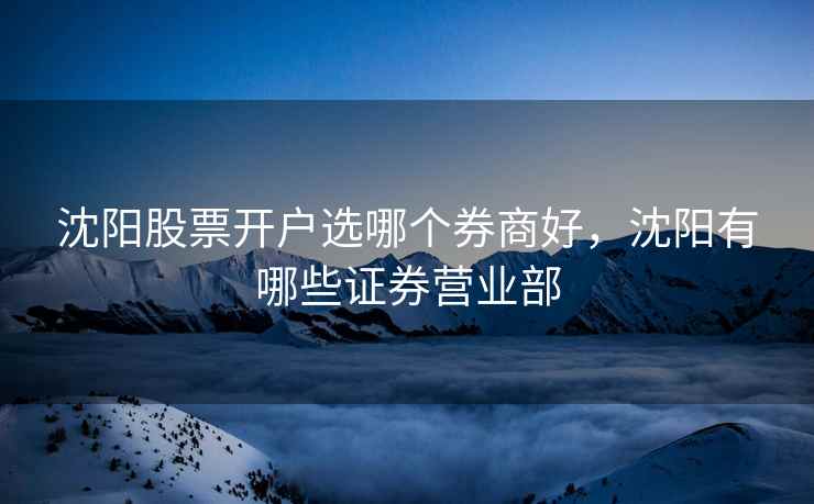 沈阳股票开户选哪个券商好，沈阳有哪些证券营业部