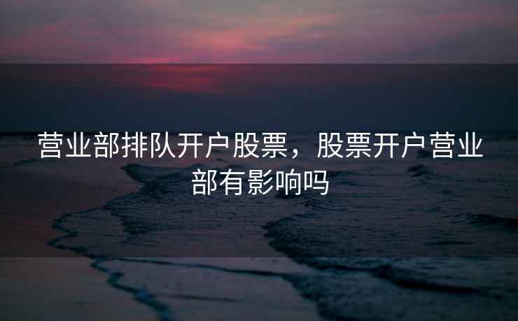 营业部排队开户股票，股票开户营业部有影响吗